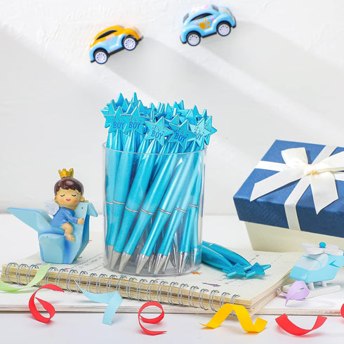 Outus 48 Pcs Baby Shower Pens Bulk, Baby Shower Favors for Birth Announcement Guests Decorations (Blue, For Boy)
