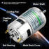 775 DC Motor, 12V High Torque DC Motor Max 20000 RPM with Dual Ball Bearings, Quiet Power Wheels Motor
