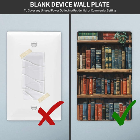 MengJZone 4.5 2.76 Classic Wall Plates, library bookshelf book, Light Switch covers, Electrical Outlet Covers, Duplex