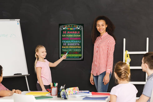 FaCraft Spanish Poster Chart for Classroom Decorations, Motivational Rules for Kindergarten to High School