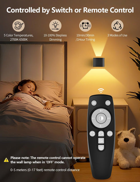 GeyouLux 5000mAh Dimmable 2700-6500K, 2-Pack Motion Sensor Wall Light with Remote Control, Rechargeable Battery Powered