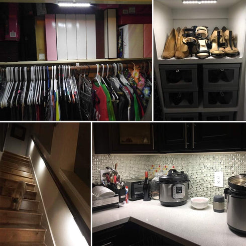 4 Pack, Dimmable Closet 3 LDOPTO Motion Sensor Under Cabinet Lights with Remote Battery Operated Lighting, LED Night