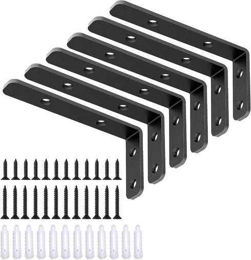 LSK 6PCS L Bracket, 4"2"(10050mm) Shelf Support Corner Bracket for Wooden Board,