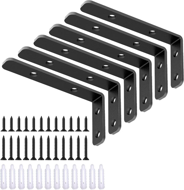 LSK 6PCS L Bracket, 4"2"(10050mm) Shelf Support Corner Bracket for Wooden Board,
