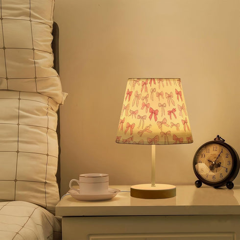 Kcldeci Cute Pink Bows Bedside Table Lamp for Bedroom Farmhouse Lamps for Living Room Night Light for End Table