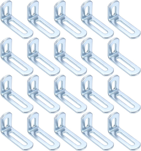 uxcell 20 Pcs Adjustable Right Angle Brackets, Slotted L-Shape Corner Bracket 2"x1.2"x0.7",