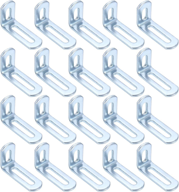 uxcell 20 Pcs Adjustable Right Angle Brackets, Slotted L-Shape Corner Bracket 2"x1.2"x0.7",