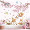 decalmile Woodland Animals Pink Flower Wall Stickers Cherry Blossom Branch Deer Fox