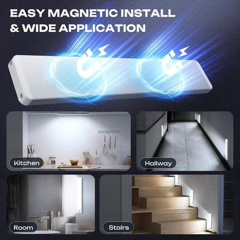 LUMIJOLI 5 Pack 2200maAh Closet Under Cabinet Lighting Wireless Rechargeable LED Motion Sensor Magnetic Light Indoor