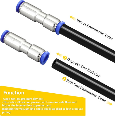 Metalwork Nickel Plated Brass & Plastic Push to Connect Inline Check Valve Union Fitting (Pack of 2)