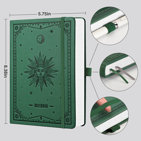 EMSHOI Blank Notebook Journal - 320 Pages, 100gsm Thick Paper, A5 Hardcover Leather, Art Sketchbook for Drawing, Unlined, Plain Sketch Book for Women Men Work Writing, 5.75 X 8.38, Dark Green by EMSHOI