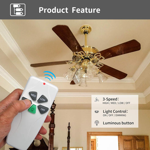 CENMING Bay,303.9MHz 3-Speed Dimmer, FAN-11T L3HFAN11T 35T1 CHQ8BT7030T UC7030T CHQ7030T 2AAZPFAN53T FAN-53T Ceiling