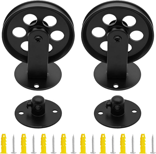 bociloy 2 Sets 2.75 Rustic Metal Pulley Wheels, Wall Ceiling Mount for Plug