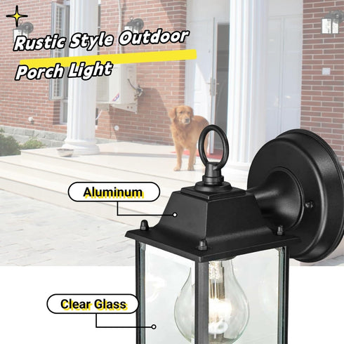 2 Packs Bulbs WISBEAM Outdoor Wall Lantern, Black Exterior Waterproof Wall Sconce for House, Aluminum Housing Plus