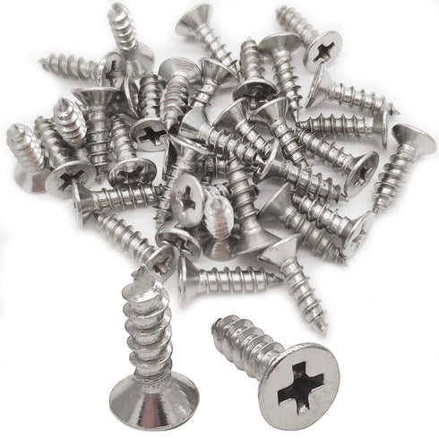 100pcs M4x14mm Stainless Flat Head Phillips Self-Tapping Wood Screws, 18-8 (304) Stainless Steel