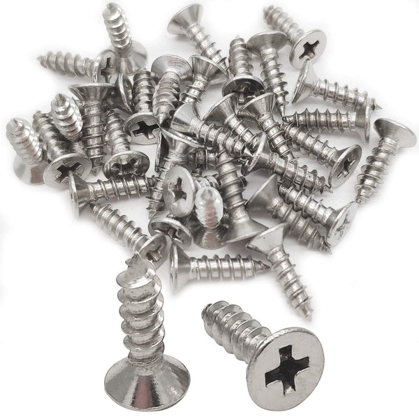 100pcs M4x14mm Stainless Flat Head Phillips Self-Tapping Wood Screws, 18-8 (304) Stainless Steel