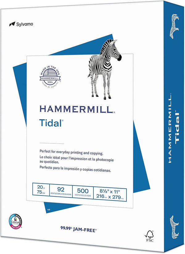 Hammermill Printer Paper, Tidal 20 lb Copy Paper, 8.5 x 11 - 1 Ream (500 Sheets) - 92 Bright, Made in USA