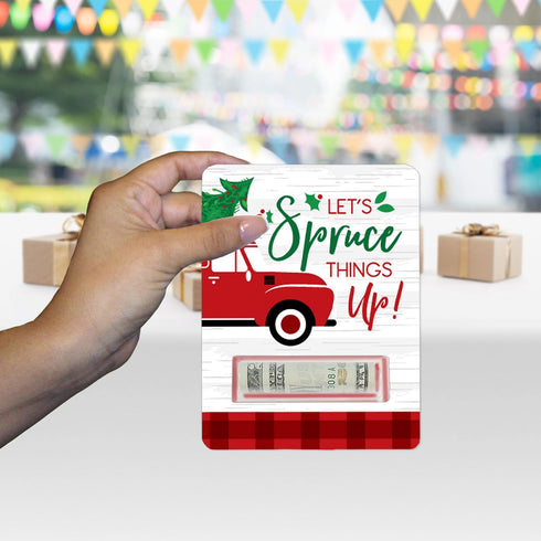 Set 6 Big Dot of Happiness Merry Little Christmas Tree - DIY Assorted Red Truck and Car Christmas Party Cash Holder