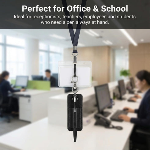 OUGOTHZ 2Pcs Pacpack Lanyard Pen Holder, Portable Badge Pen Holder Keychain, Leather Anti-lost Pen Protector for Neck