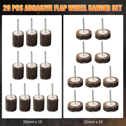 20 Pcs Flap Wheel Sander Set, 1/8" Shank 80 Grit Flap Wheels for Dremel Rotary Tools