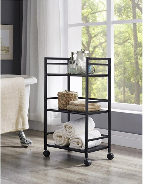 Odthelda 3 Metal Rolling Utility Cart with Wheels Tiers Multi-Functional Storage Cart Home Office Kitchen Island