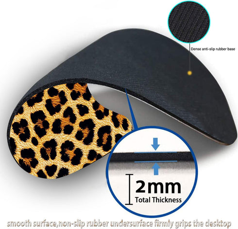 Mouse Pad and Coffee Coaster, Non-Slip Rubber Gaming Mouse Pad, Leopard Print