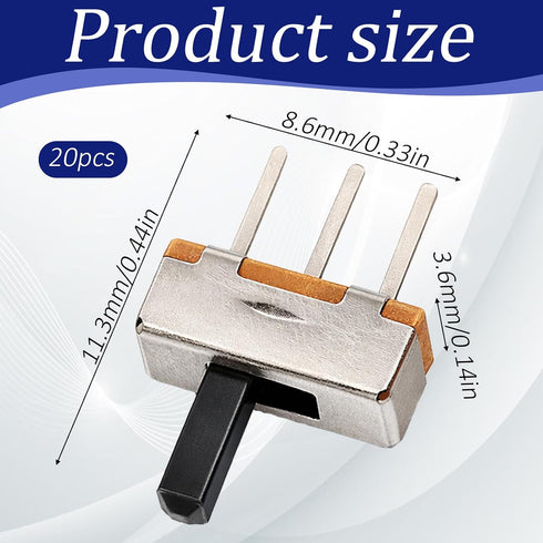Fibraze 20 1P2T 2 Breadboard(SS12D00) PCS Slide Switch Micro Switches Position, SPDT Mini Toggle Switches Vertical