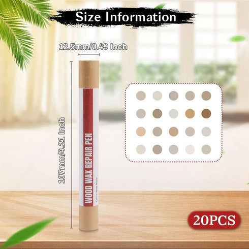 YIEMI 20 Wood Filler Sticks Colors Repair Wax Sticks Kit Furniture Touch Up Crayons for Repairing Scratches Holes