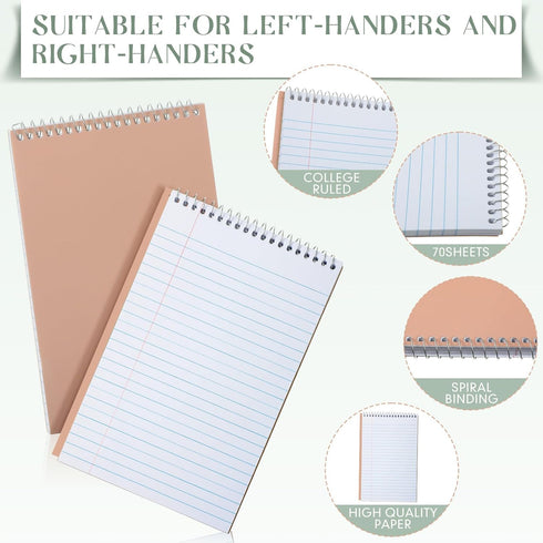 Fuutreo 12 Pcs Top Bound Spiral Notebooks, Durable College Ruled White Paper, Multicolor Covers for Office