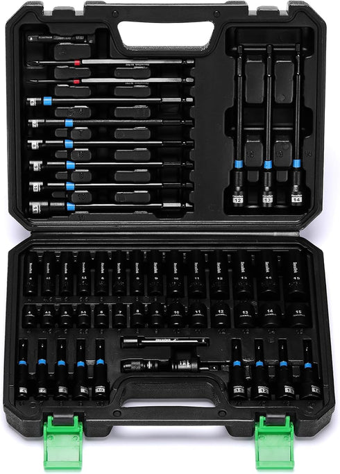 TecoTek 52PCS 1/4" Drive Impact Socket Set & Magnetic Nut Driver Set,