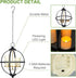 SUNNYPARK 3 12.6" Battery Operated Outdoor Candle Chandelier - Black and Gold Metal Globe Hanging Pendant Light