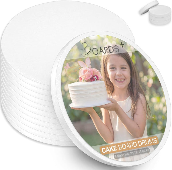 BOARDS+ Sleek Cake Drums 12 Inch (14 Pack) | 1/2" Thick Rounds