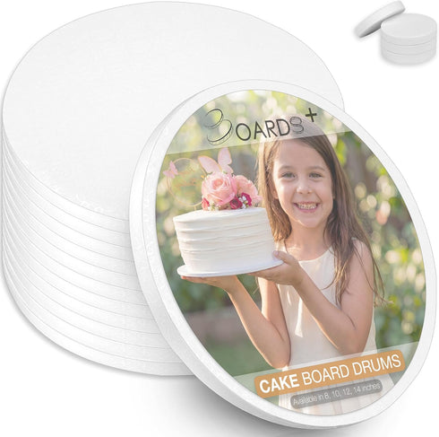 BOARDS+ Sleek Cake Board Drums 12 Inch (12 Pack) | 1/2" Thick