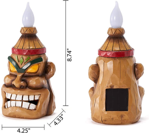Outdoor Solar Tiki Statue Decor, Tiki Bar Decoration for Garden, Patio, Lawn, Backyard Gift