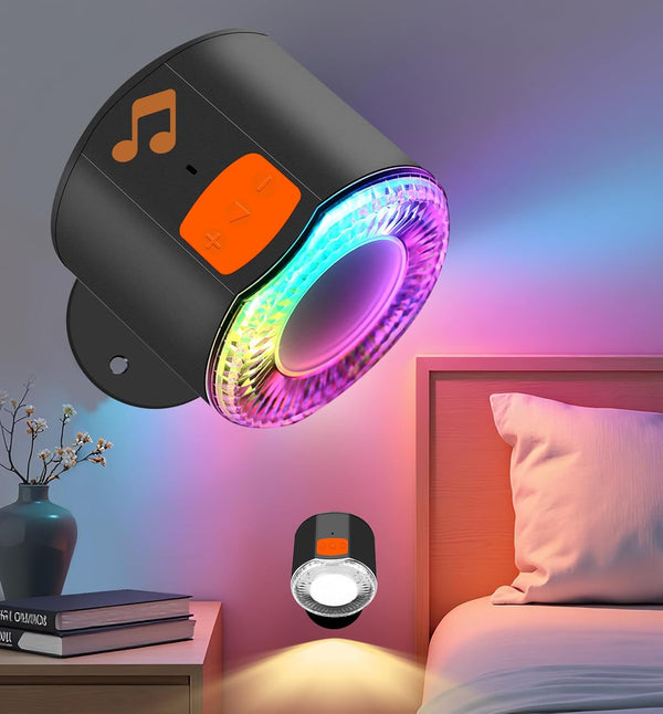 LED Wall Mounted Light, Battery Operated Wall Sconces with Bluetooth Speaker 3000mAh