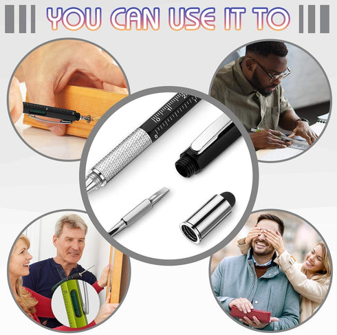 Zonon 36 Pcs Multitool Tech Pen, 6 in 1 Ink Pens with Ruler, Level Gauge, Screwdriver, Touch Screen Ballpoint Pens