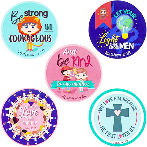 Juvale Bible Verse Sticker Roll, 1.5 in Multicolor Round Christian Stickers for Kids, 1000 Scripture Decals