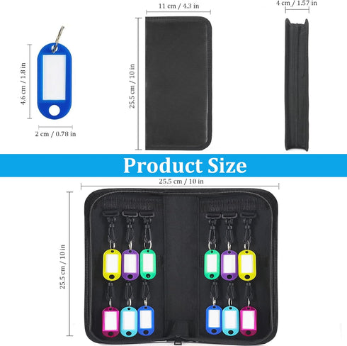 Portable Zippered Key Organizer, Waterproof Fireproof Key Case with 12 Hooks for Rental Management, Portable