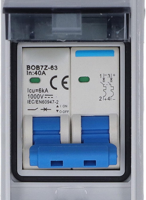 DC Disconnect Switch, 1000V 40A Miniature Circuit Breaker with IP65 Cover for Home RV Solar Panel System