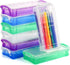 Nicunom 8 Pack Plastic Pencil Boxes, Large Capacity Pencil Case Boxes, Kids Pencil Case, Crayon Box with Snap-tight Lid