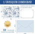 50 Pack Whaline Flower Stationery Cards with Envelopes Blank Thank You Note Cards Blue White Floral Print Greeting Card