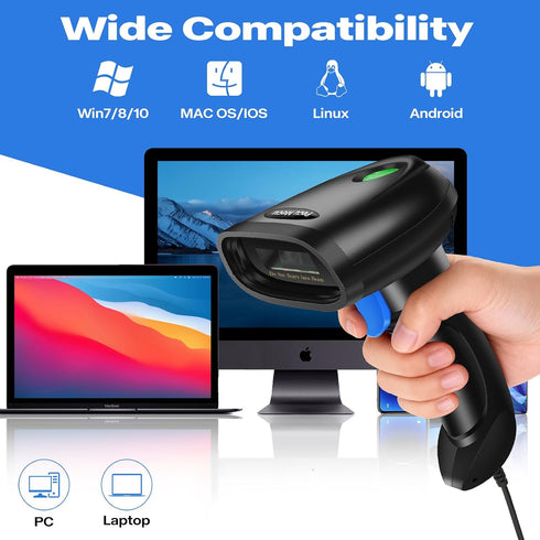 PecuMecu 2D PDF417 (TM-10CS) USB Barcode Scanner with Stand, Handheld QR Code Scanner Data Matrix Bar Code Reader