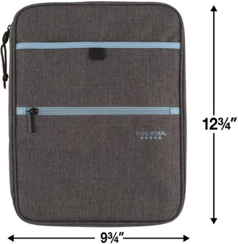 Five Star Zipper Binder, 1 Inch 3-Ring Binder with Pockets and 4-Tab Dividers, 375 Sheet Capacity, Gray/Mint