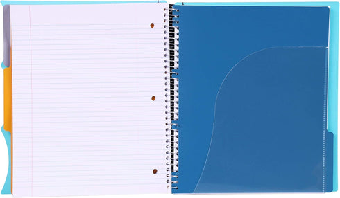 Mintra Office Durable PREMIUM Spiral Notebook, Teal, 3 Subject, 8.5in x 11in, Fabric Covered Coils, Removable