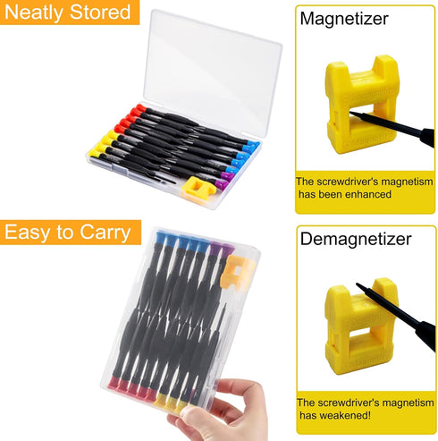 18PCS Mini Precision Screwdriver Set with Case, Magnetic Small Flathead Phillips Pentalobe Torx Kit for Repairing