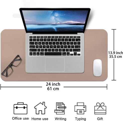 ?Boutilon Leather Mouse Pad,Extended Desk Pad for Keyboard and Mouse Non-Slip Study Desk Writing Pad Desktop Protector for Home Office Accessories,24"x 14"(S-Champagne) by Boutilon
