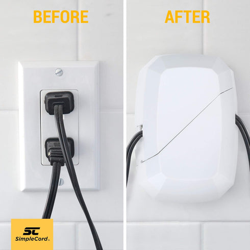 Outlet Cord Cover for Sliding Door Electrical Socket, Childproofing Safety & Prevents Unplugging by SimpleCord