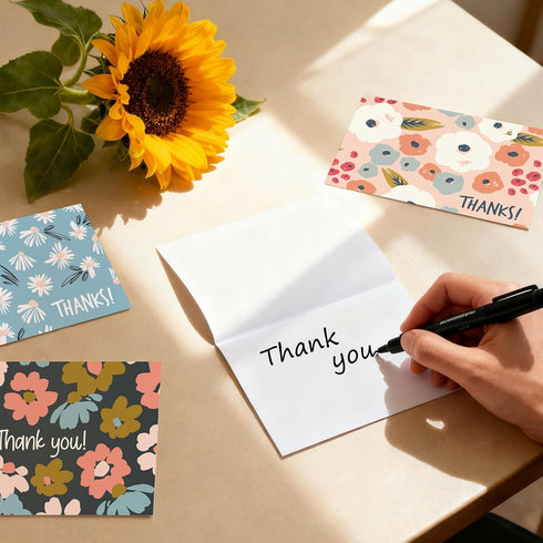 Bomichi 48-Pack Elegant Thank You Cards with Envelopes & Stickers for Special Occasions