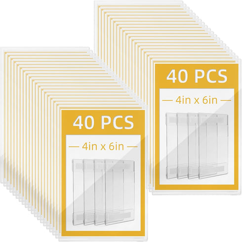 Yugada 40 Pack Acrylic Sign Holder 4 x 6 Inch Vertical Wall Mounted