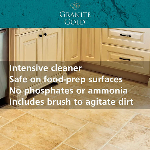 24 Granite Gold Grout Cleaner Spray with Brush for Stone, Ceramic, Glass & Colored Grout, Ounce